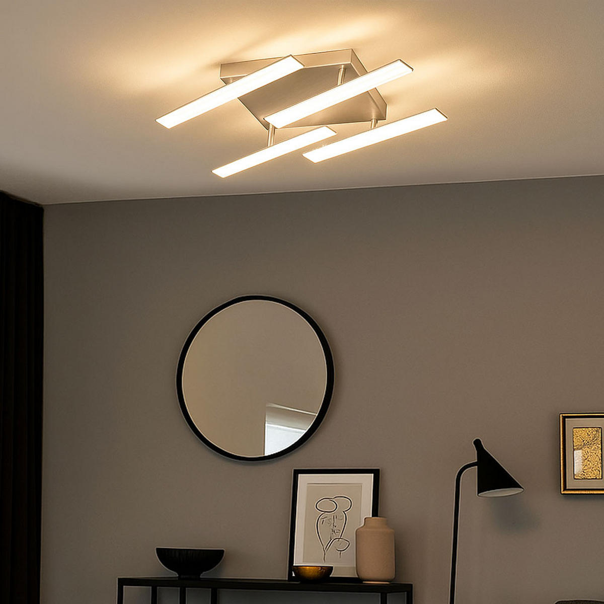 LED DECKENLEUCHTE Metall Silber - Silberfarben, Metall (56.5/56.5/9cm)