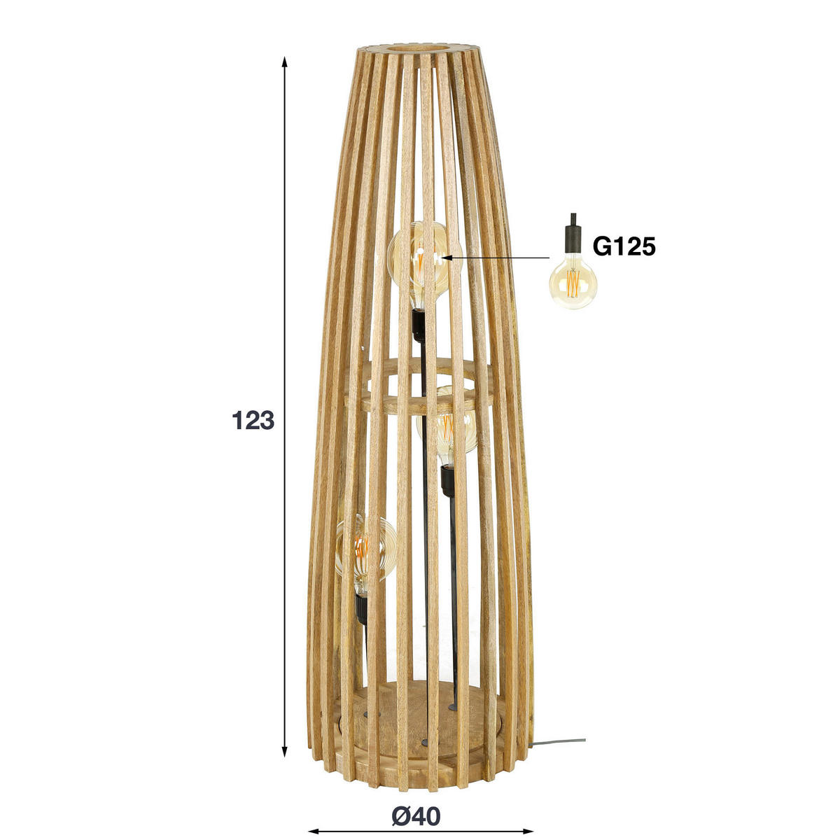 STEHLEUCHTE Launch Braun 40/40/123 cm - Braun, Holz (40/40/123cm) - Hoyz Collection