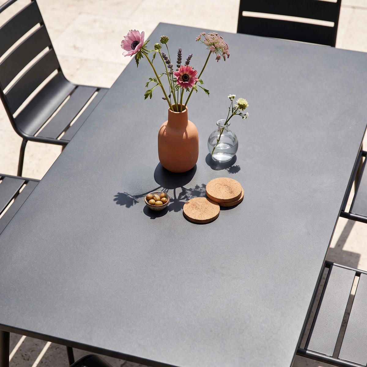 GARTENSET 7-tlg., Grau - Grau, Metall - Oviala