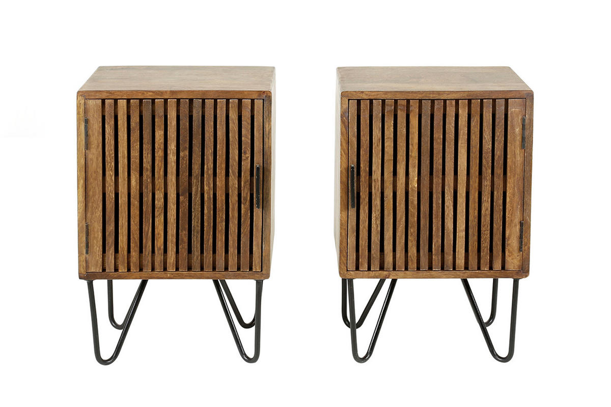 NACHTTISCH SWEAK 2ER SET Holz Mango - Braun, Holz (40/60/30cm) - KAWOLA