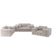 SOFASET Chantal In Moly - Creme, Holzwerkstoff/Textil (186/78/96cm) - Fun Möbel