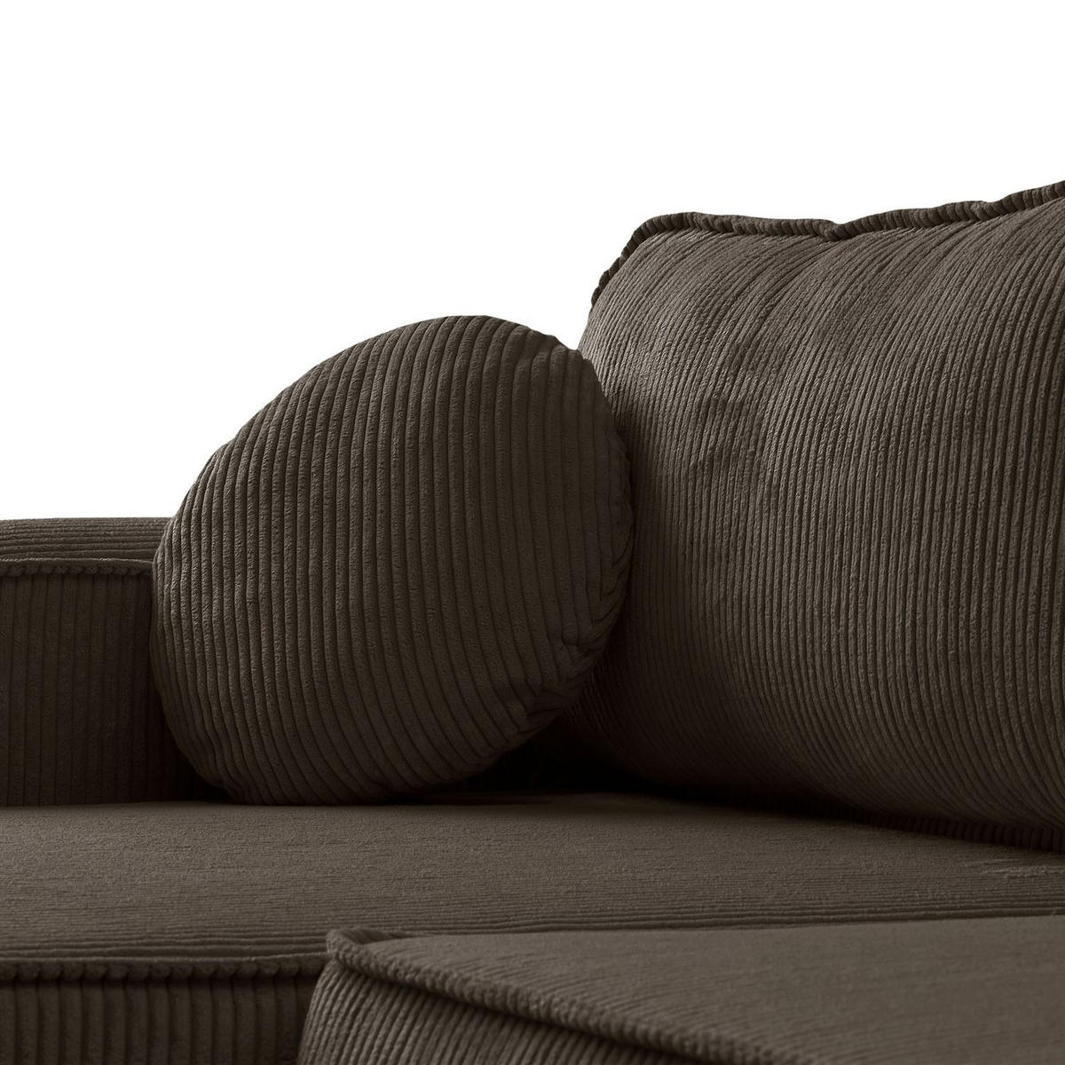 Ecksofa VENUS mit Schlaffunktion und Bettkasten, Poso 06 - Dunkelbraun, Textil (275/178cm) - Lookway