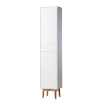 HOCHSCHRANK - Eiche teilmassiv - Weiß, Holzwerkstoff (40/195/32cm) - home24