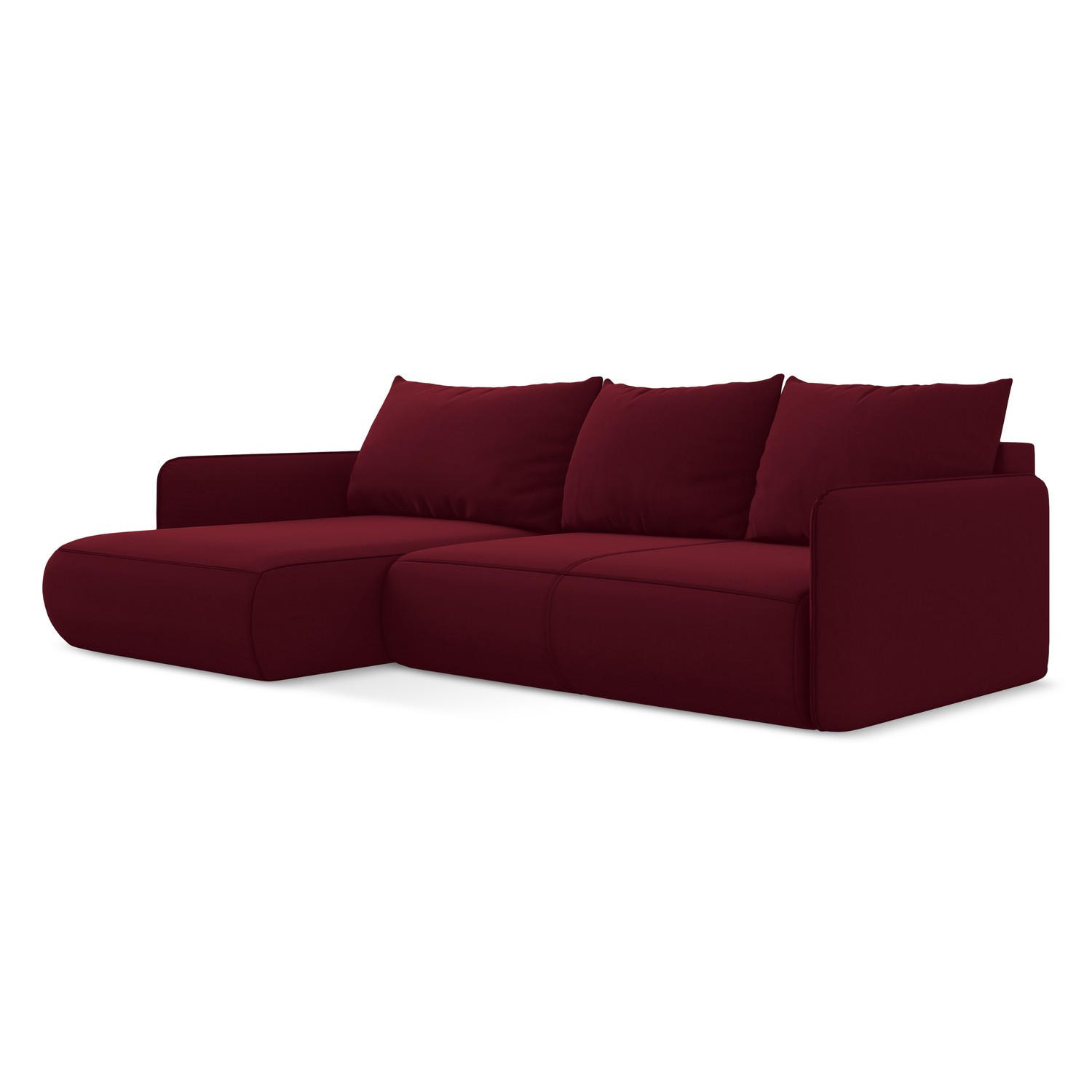 ECKSOFA mit Schlaffunktion Samt Stoff Rot - Bordeaux/Rot, Kunststoff/Textil (148/240cm) - LaMiaSofa