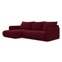 ECKSOFA mit Schlaffunktion Samt Stoff Rot - Bordeaux/Rot, Kunststoff/Textil (148/240cm) - LaMiaSofa