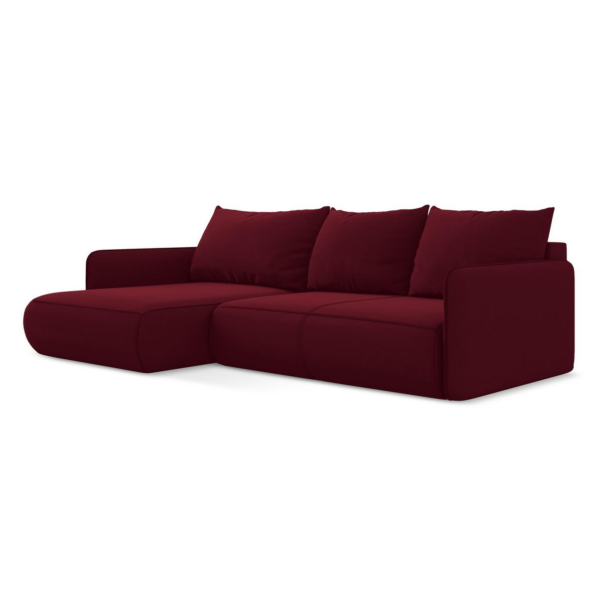 ECKSOFA mit Schlaffunktion Samt Stoff Rot - Bordeaux/Rot, Kunststoff/Textil (148/240cm) - LaMiaSofa