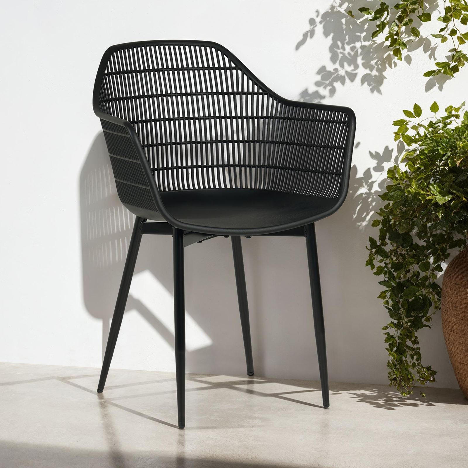 GARTENSTÜHLE MARGHERITA 4ER-SET - Schwarz, Textil (60/86/52cm) - IDIMEX