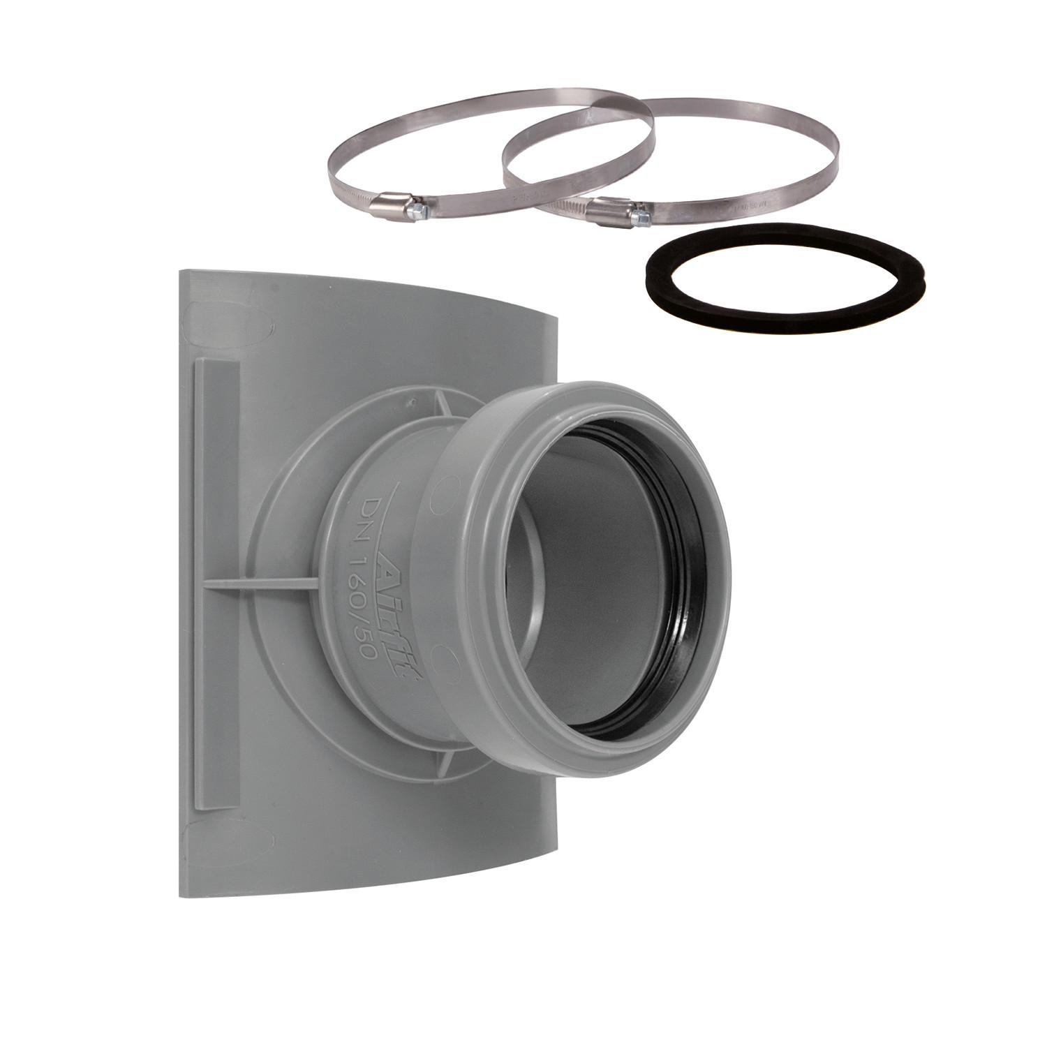 SATTEL-ABZWEIG DN 160x90 inklusive 2 Befestigungsschellen, W2 - Grau, Kunststoff (3/1/4.2cm) - Airfit
