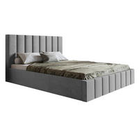 POLSTERBETT 160x200 Moris mit Kopfteil, Bettkasten Lattenrost, Hellgrau - Hellgrau, Holz/Textil (160/200cm) - Emporius