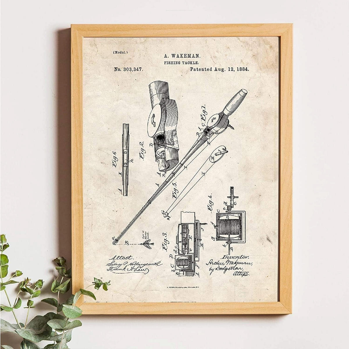 POSTER Set mit 4 Angelrute Patent Vintage Größe A4 Rahmenlos - Klar, Papier (21/1/29.7cm) - Nacnic