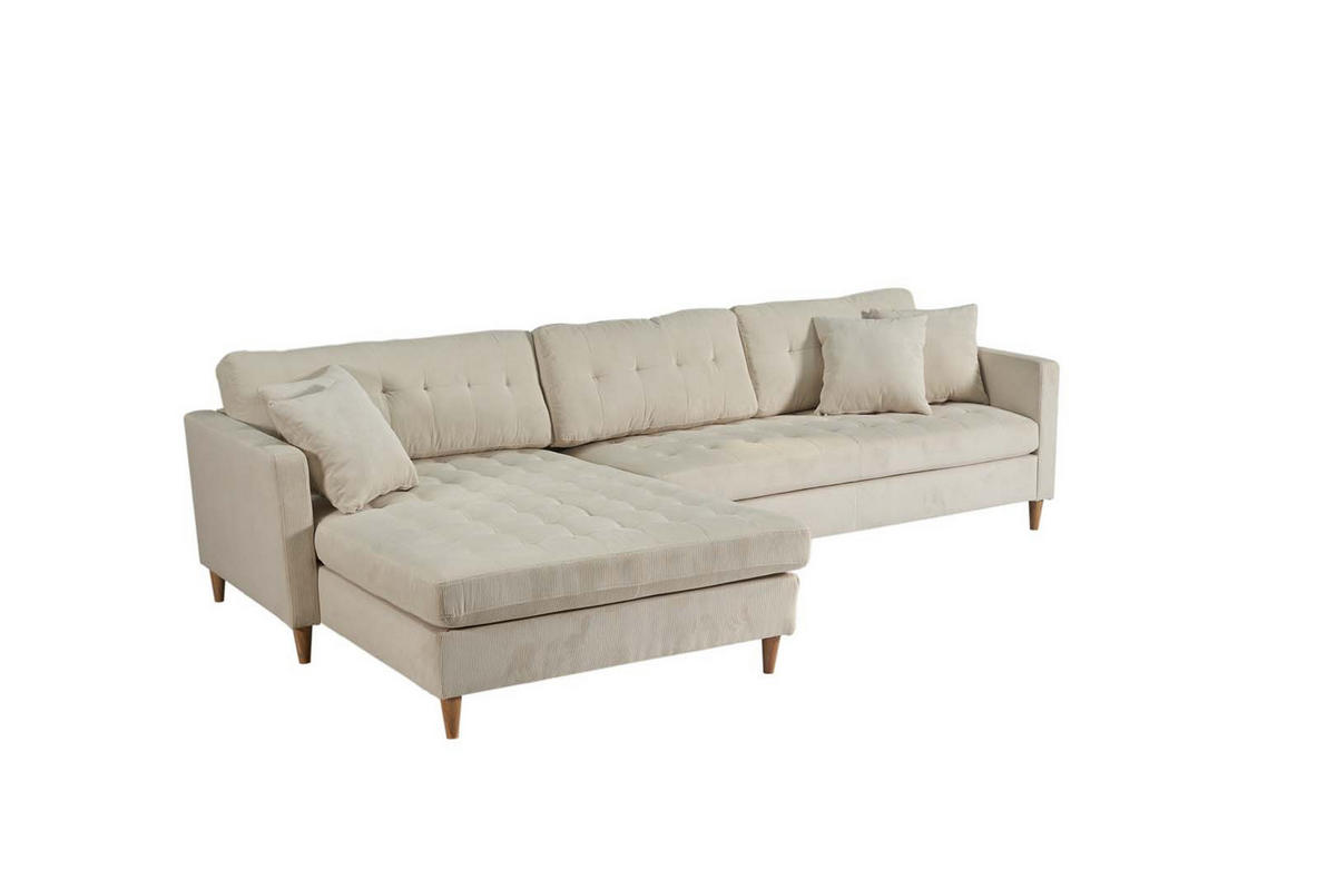 ECKSOFA Samt sandfarben - Sandfarben, Textil (290/177cm) - ebuy24