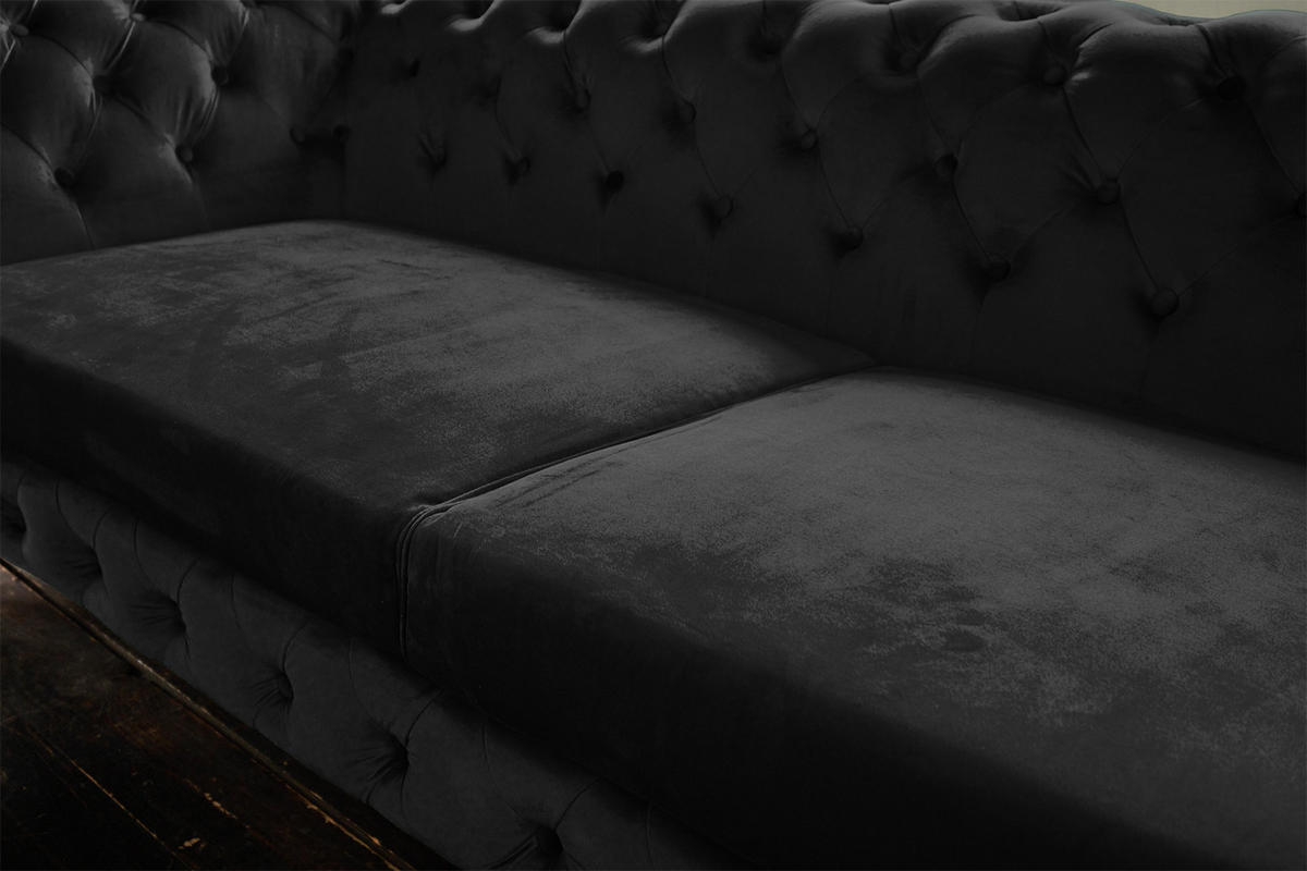 SOFA NARLA Schwarz Velvet - Silberfarben/Schwarz, Textil (219/68/84cm) - KAWOLA