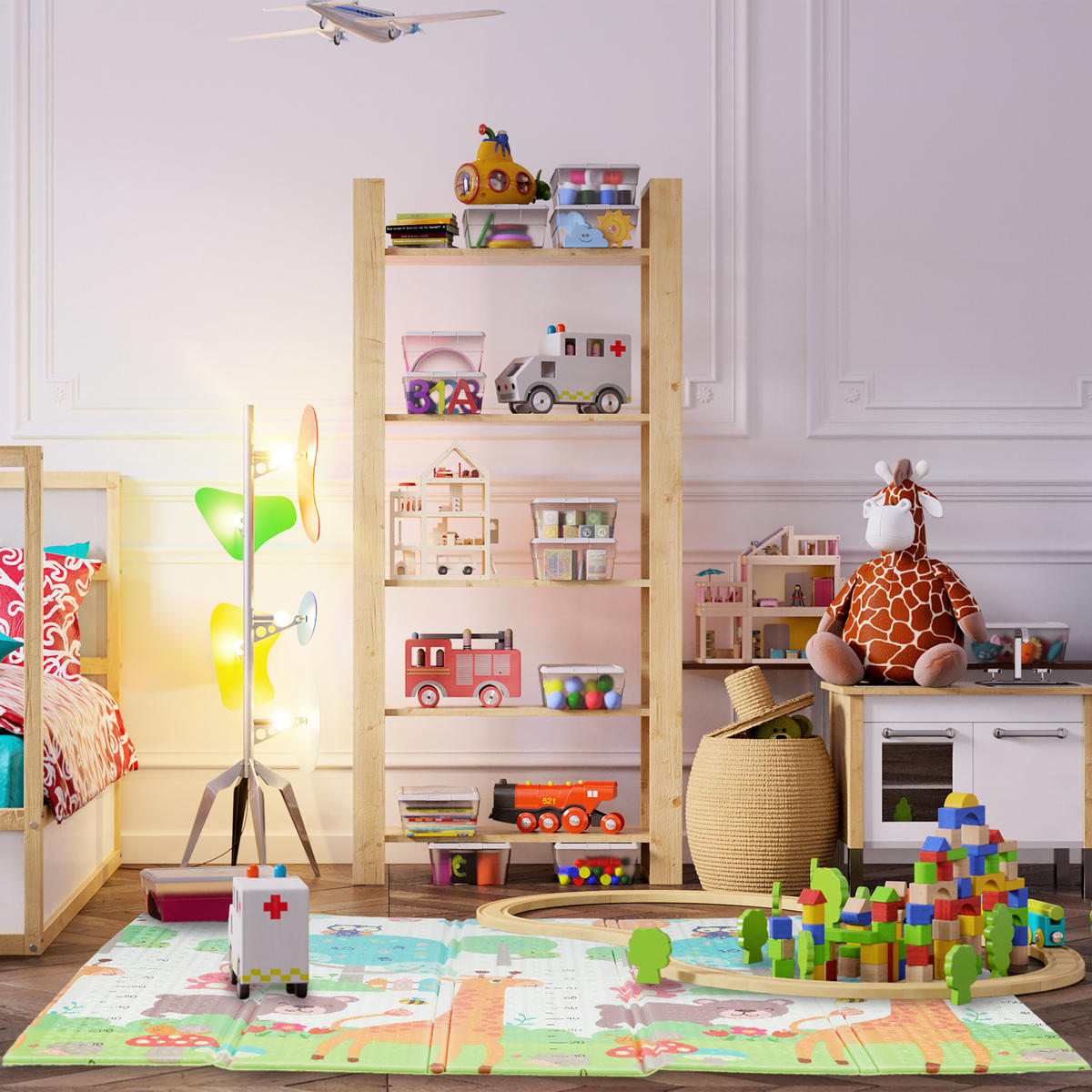 SPIELMATTE - Multicolor, Kunststoff/Textil (195/175cm) - Relaxdays