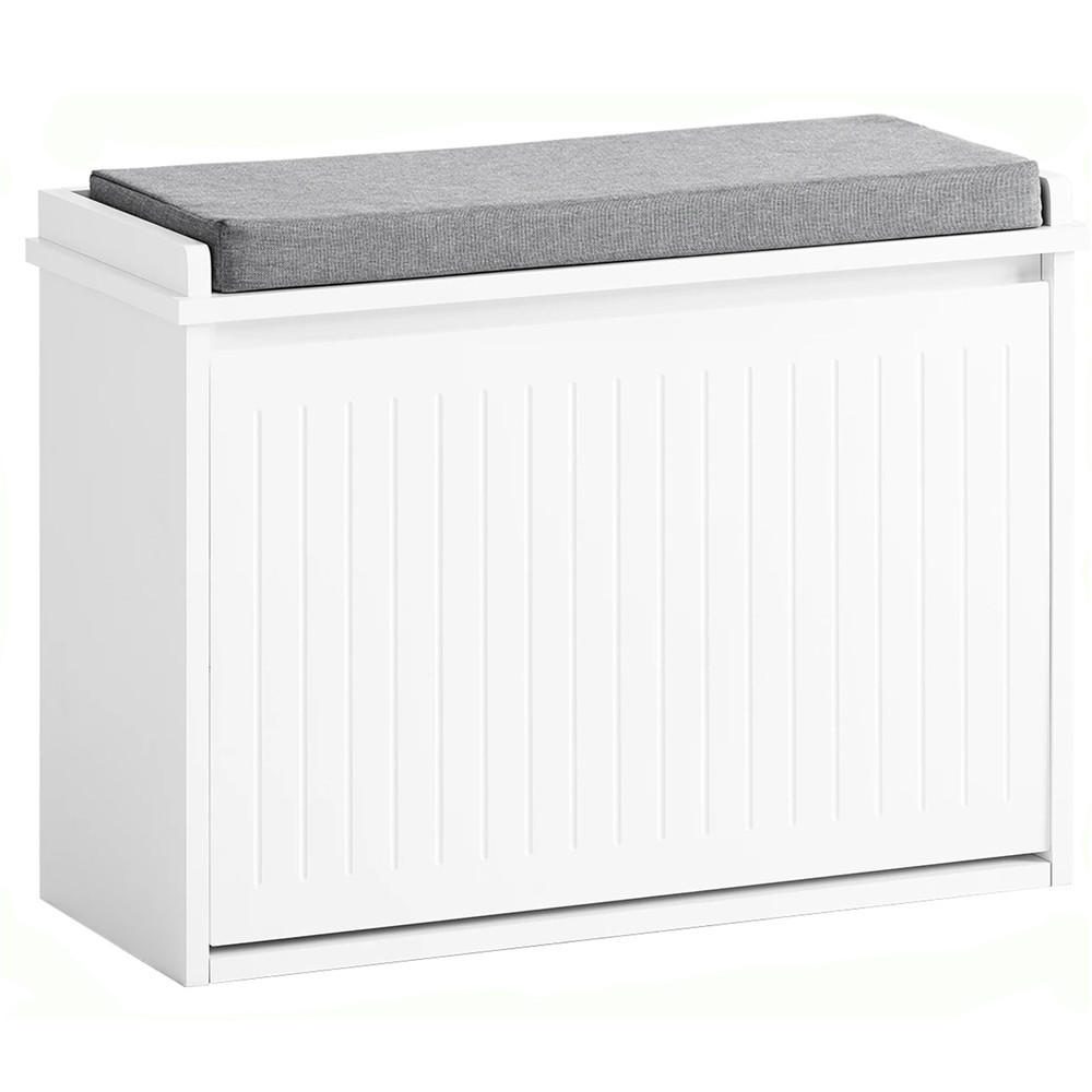 SCHUHSCHRANK Schuhkipper mit Sitzkissen Klappe, Weiß - Weiß, Holz (62/46/25cm) - Kaket