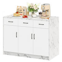 KÜCHENINSEL mit Barbereich 120 x 60 x 90,5 cm Weiß Marmoroptik - Weiß, Holz (60/90.5/120cm) - Beauniv