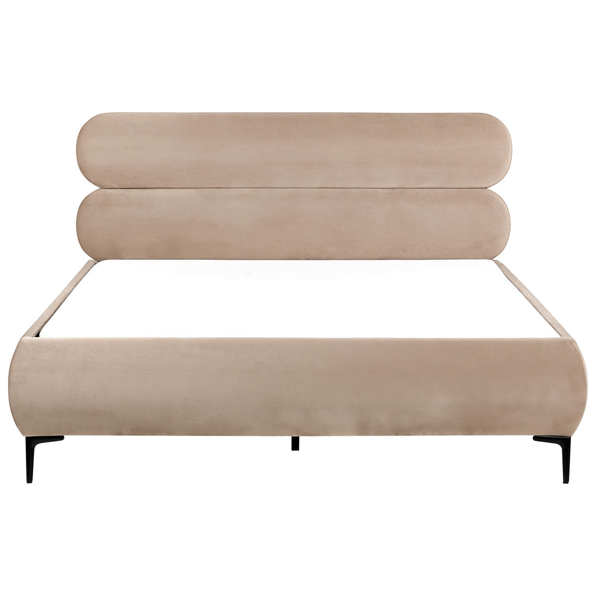 BETT mit Lattenrost 160/200 cm Taupe Lessay - Taupe/Schwarz, Textil (160/200cm) - Beliani