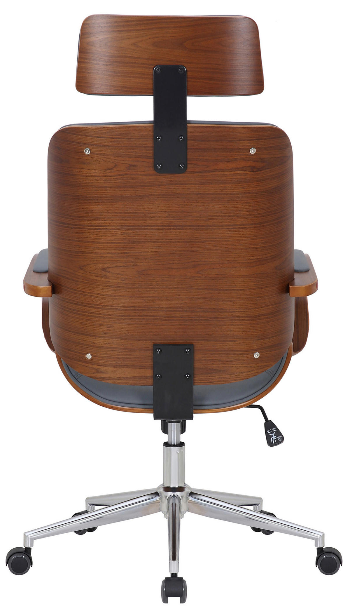 BÜROSTUHL KINGO 118x70x70 Walnuss/Grau Kunstleder - Grau, Leder/Metall (70/118/70cm) - DELUKE