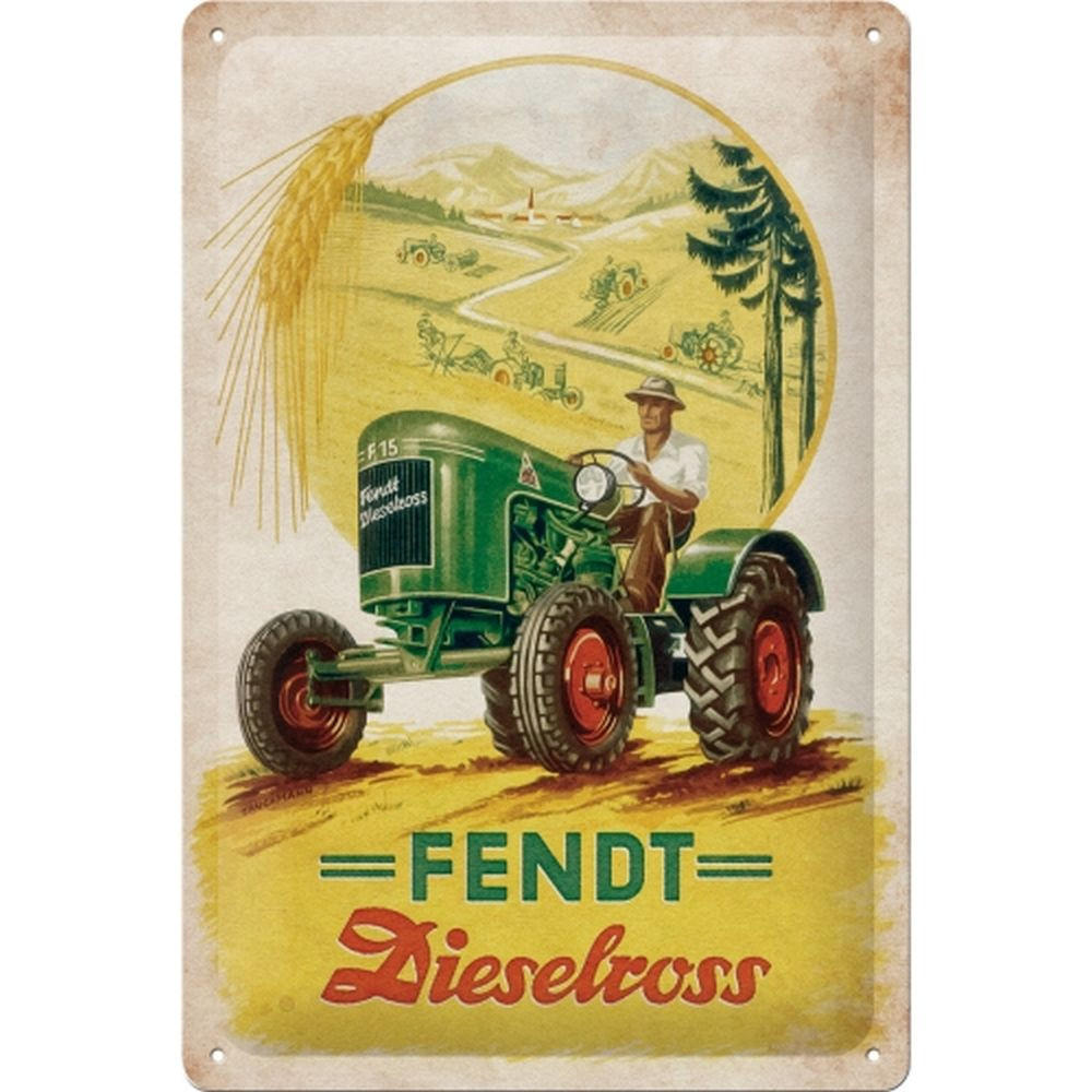 BLECHSCHILD 20/30 cm Fendt Dieselross - Multicolor, Metall (20/30/0.2cm) - Nostalgic-Art