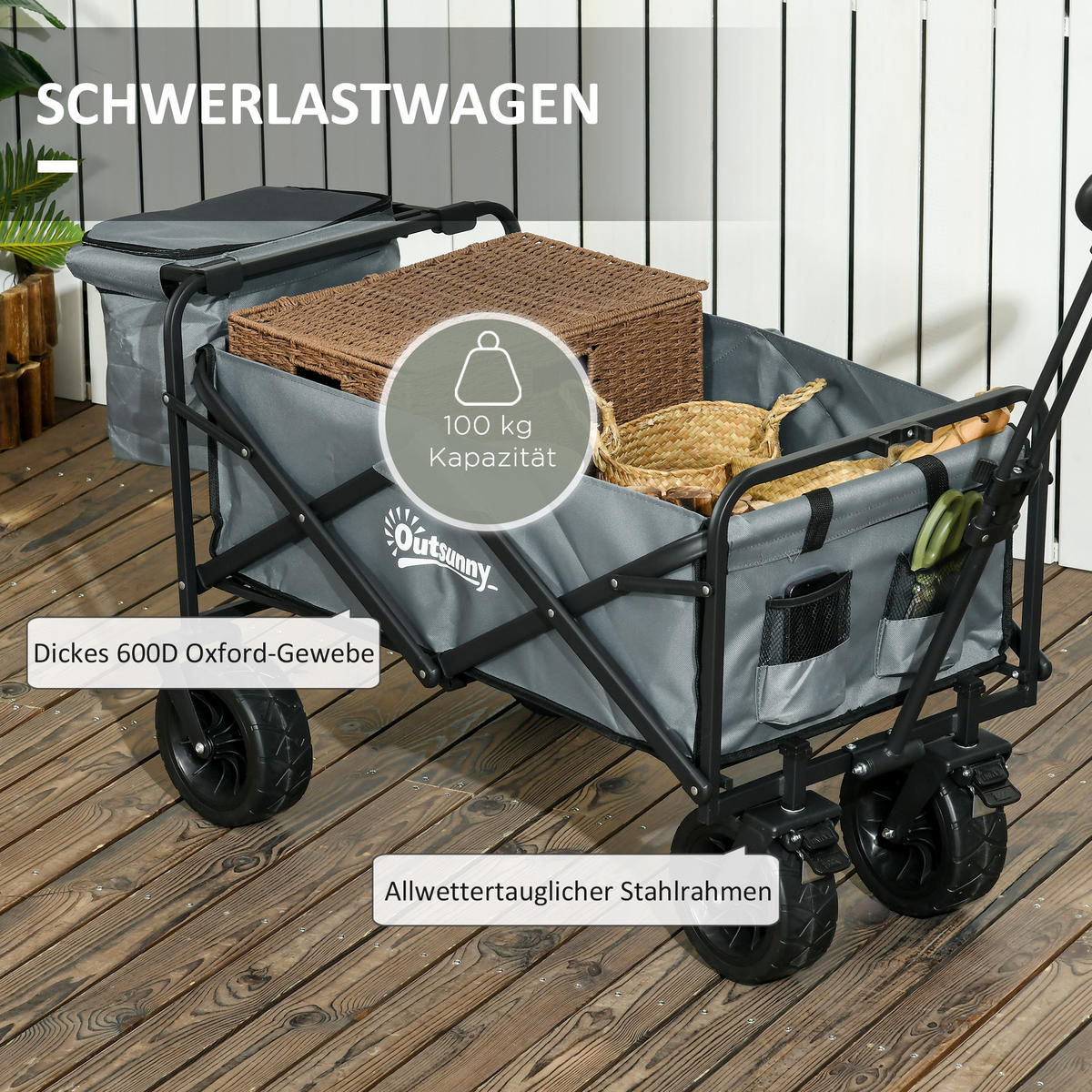 BOLLERWAGEN klappbar 120 kg mit Kühltasche - Dunkelgrau, Metall (113/100/57cm) - Fortuna Lai
