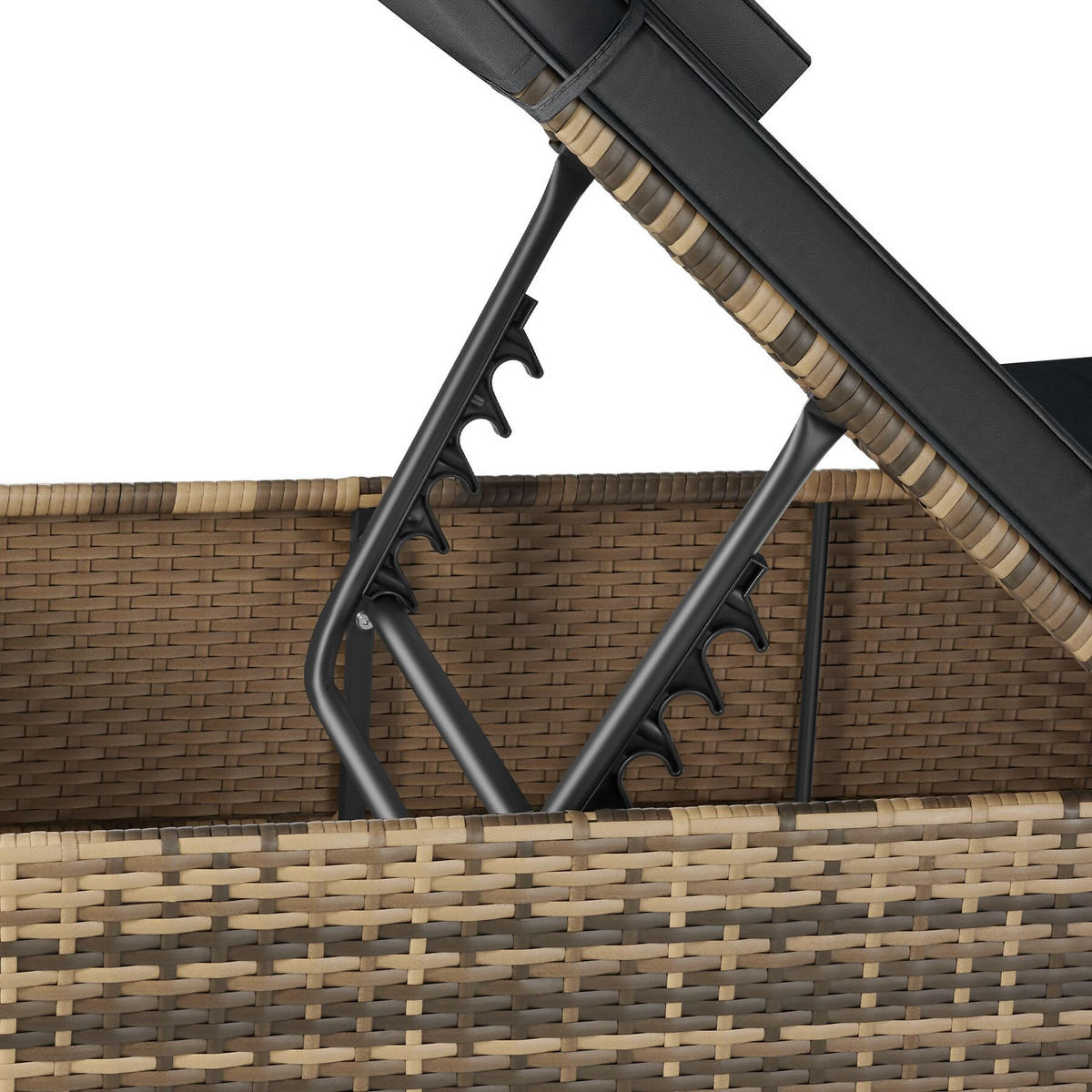 RATTAN-DOPPELLIEGE Carbonera, Belastbarkeit je 200 kg, natur - Naturfarben, Kunststoff (62/36/196cm) - tectake