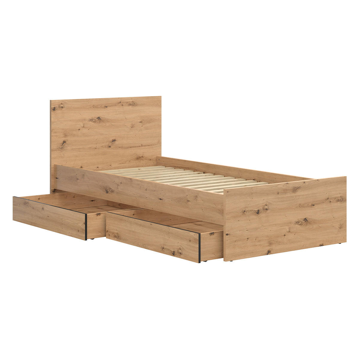 POSTELJA 90/200 Mao Les hrastovega videza - rjava, leseni material (90/200cm) - Petits-meubles
