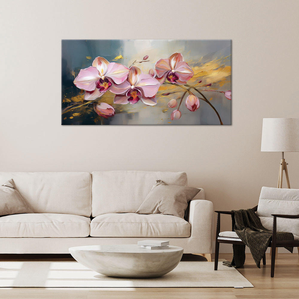 LEINWANDBILD Rosa Orchideen-Blumen-Glamour 100x50cm - Pink, Textil (100/50cm) - Feeby