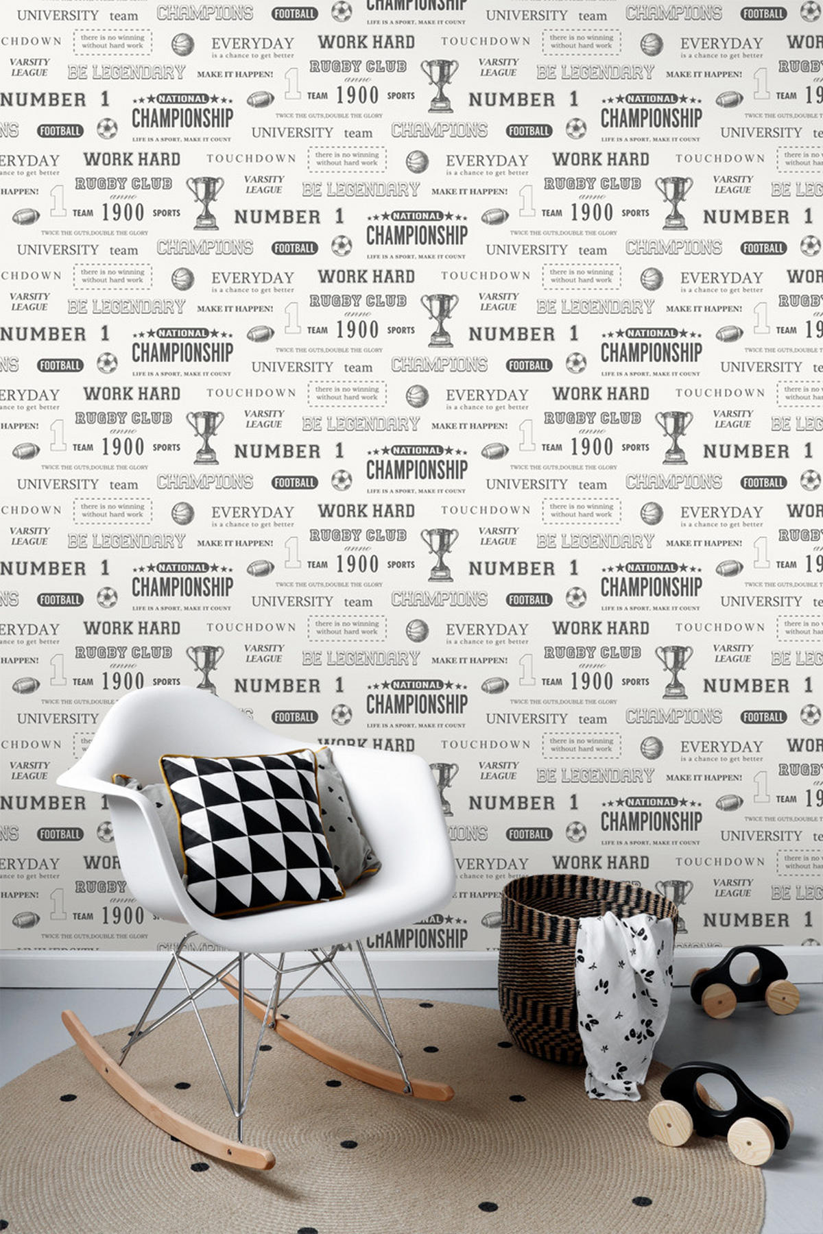 TAPETE sportliche Sprüche 53 cm x 10.05 m - Schwarz, Papier (53/1000cm) - ESTAhome