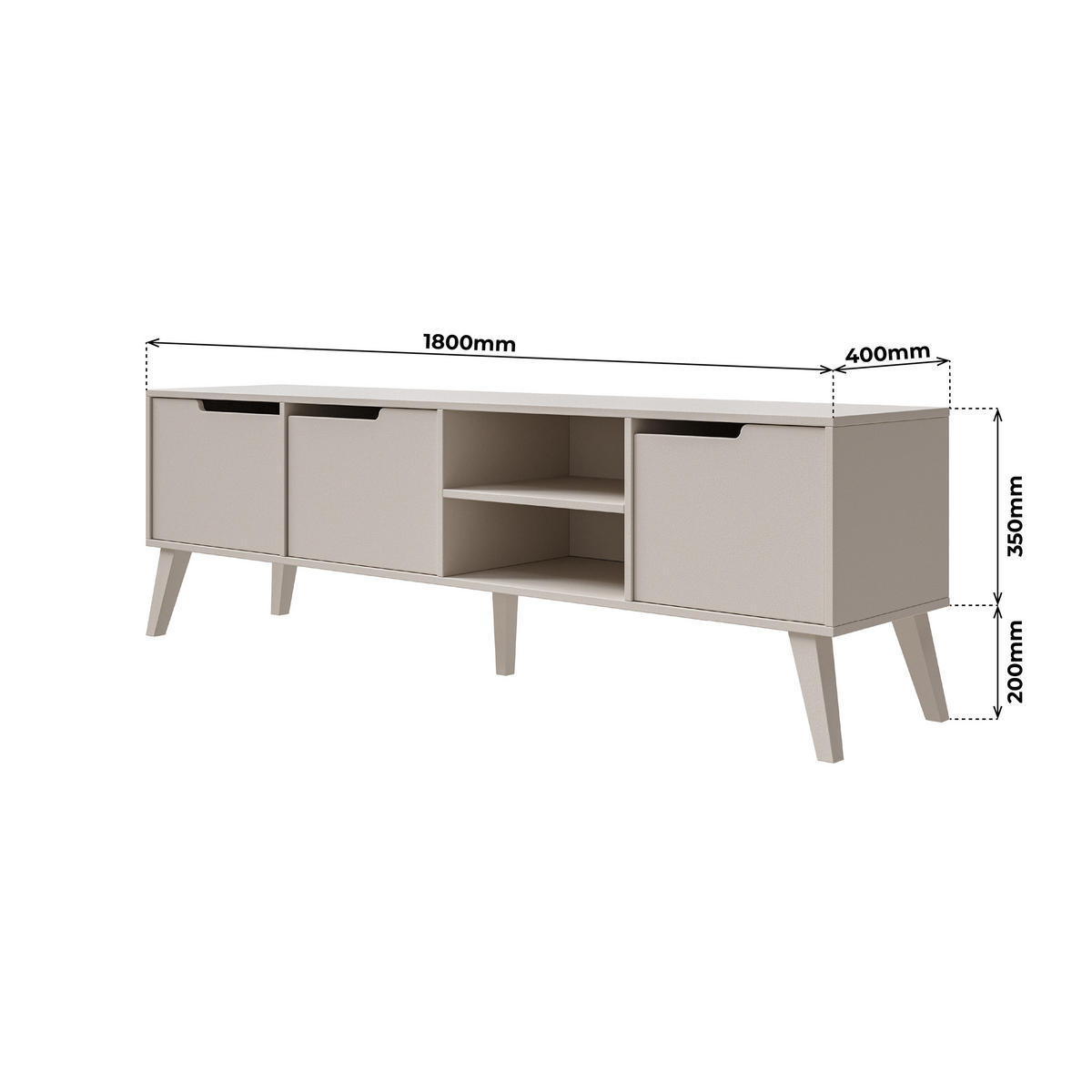 WOHNWAND Norel 2-teilig Kommode 160 cm + TV-Schrank 180 cm, Kaschmir - Kaschmir, Holzwerkstoff (180/55/40cm) - Beautysofa