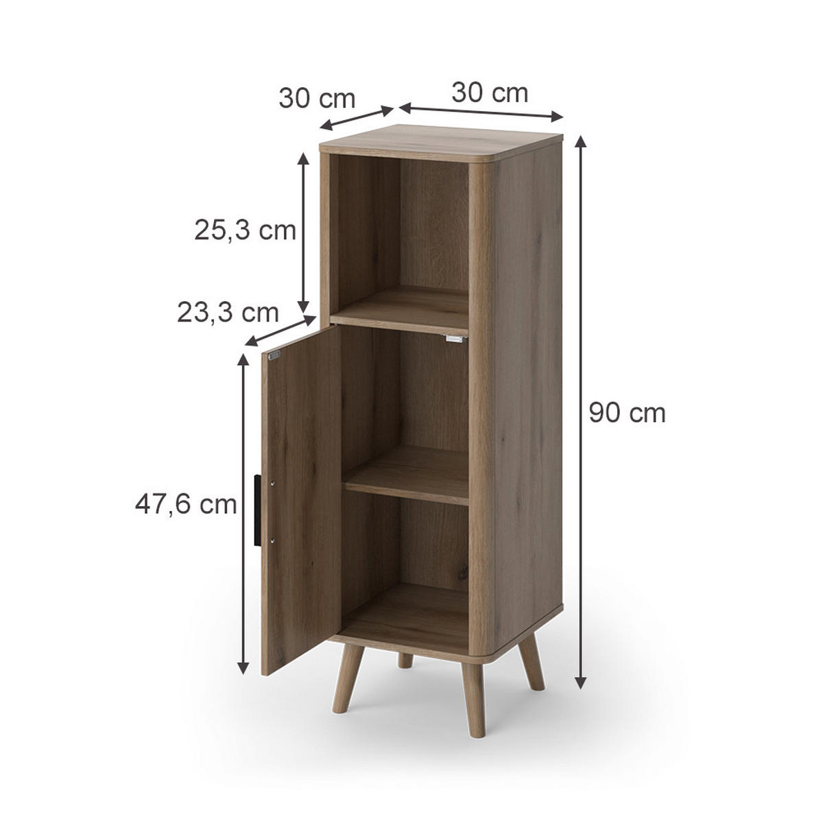 MIDI SKRINKA Skara, dub, 30 x 90 cm - farba duba, kompozitné drevo (30/90/30cm) - Vicco