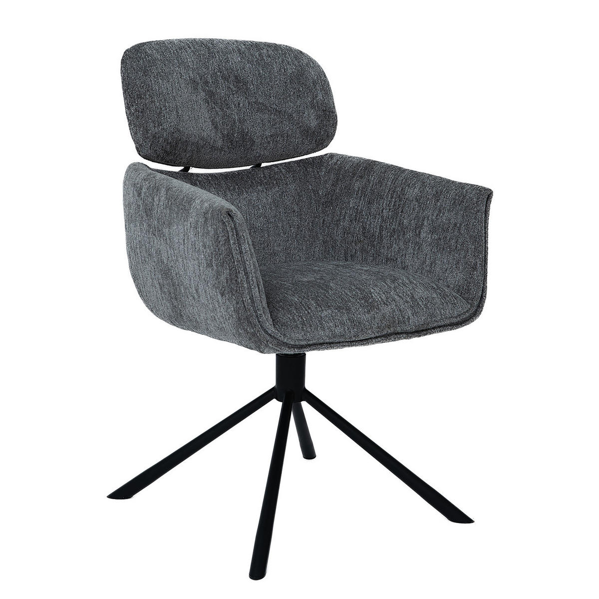 ARMLEHNENSTUHL - Schwarz - Grau - Strukturstoff - Eisen - 60 x 90 x 65 cm - Schwarz/Grau, Textil/Metall (60/90/65cm) - home24