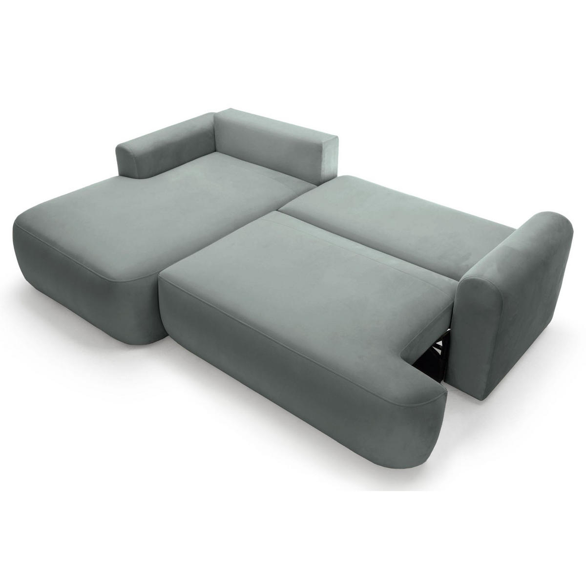 ECKSOFA Ovo Grau mit wasserabweisendem Samtbezug - Schwarz/Grau, Kunststoff/Textil (260/165cm) - Selsey