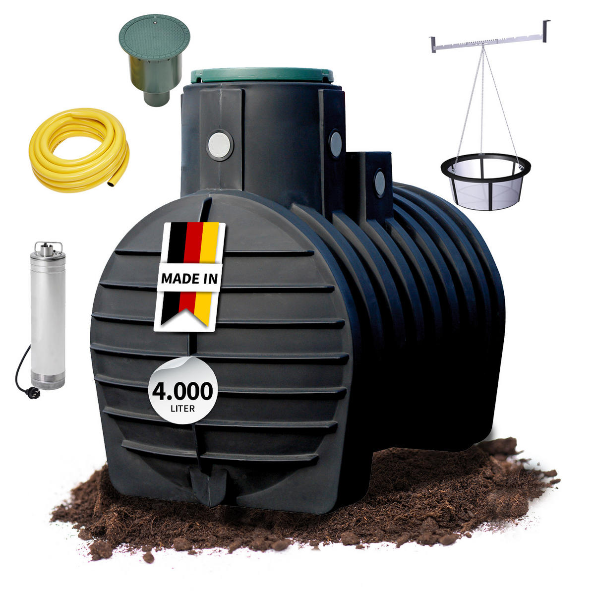 ERDTANK-PAKET 4000 L Garten-Comfort - Schwarz, Kunststoff (150/205/242cm) - 4rain