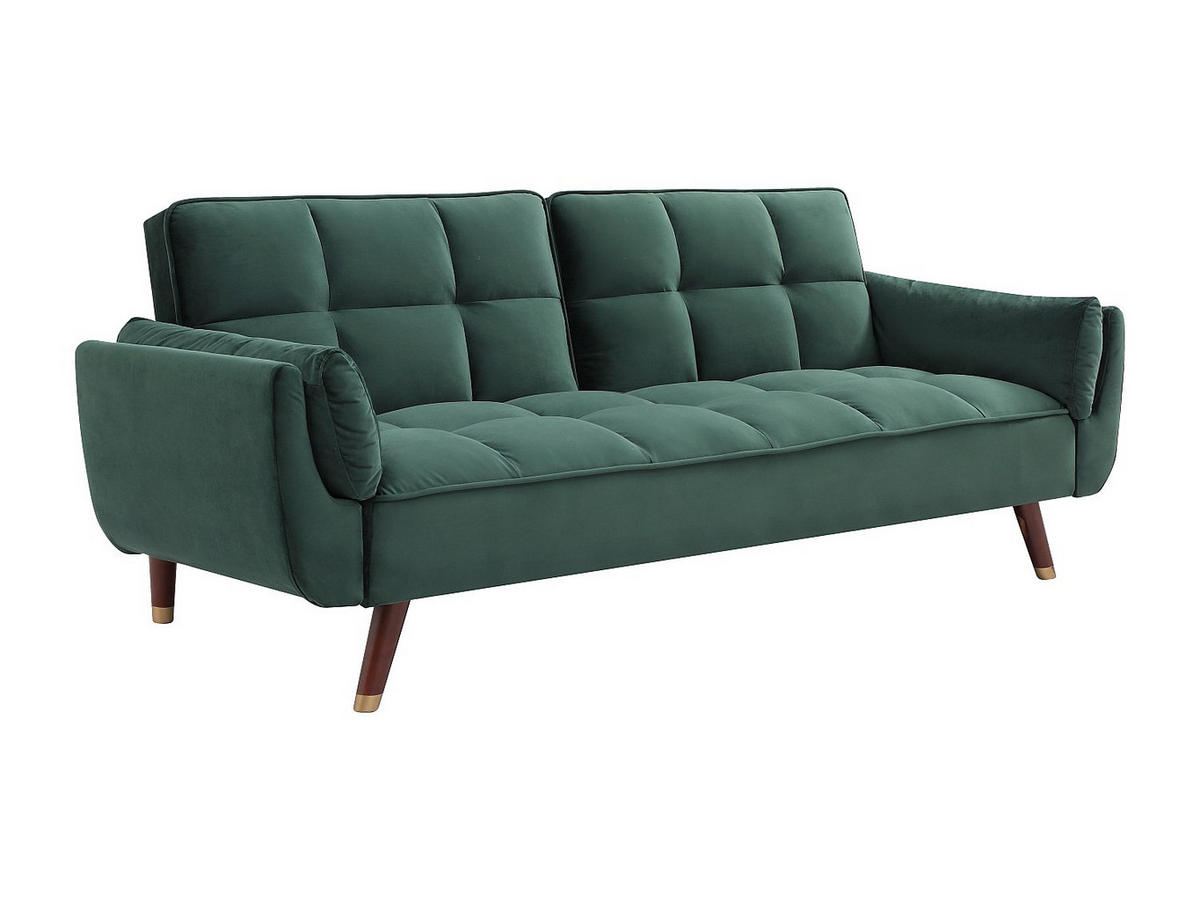 SCHLAFSOFA - 3 Personen - Samt, Stoff - Grün - - Grün, Textil (211/82/90cm) - Vente-Unique