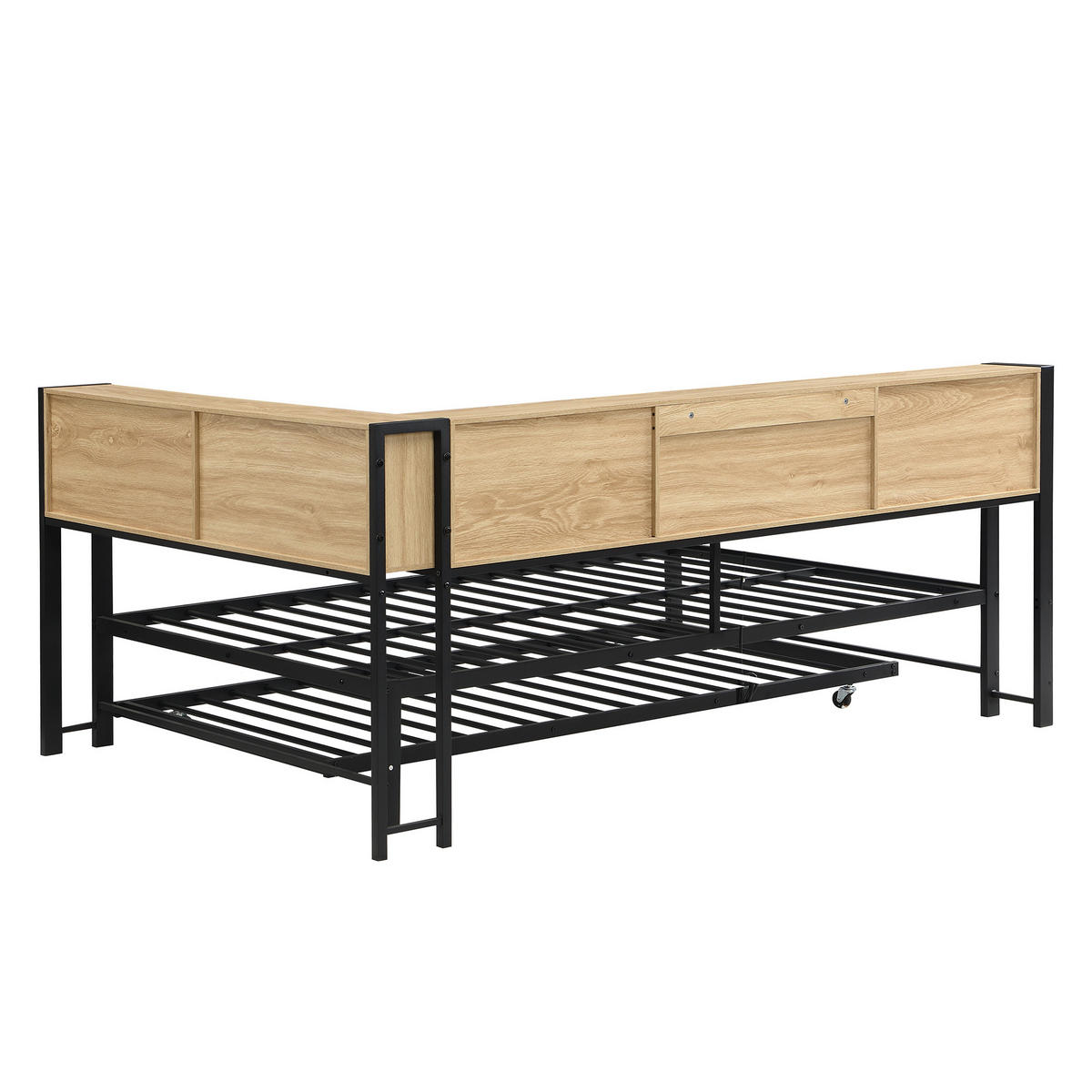 AUSZIEHBETT 120/200/90/190 cm, DE-41728, in Schwarz/Natur - Schwarz, Metall (120/200cm) - ComfortXL