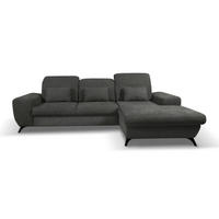 ECKSOFA LUCE R-S Grau Plüsch-Stoff mit Schlaffunktion - Grau, Holz (279/172cm) - MASSENO