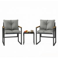 GARTENMÖBEL,1 Tisch+2 Stühle - Schwarz, Textil - Vallsero
