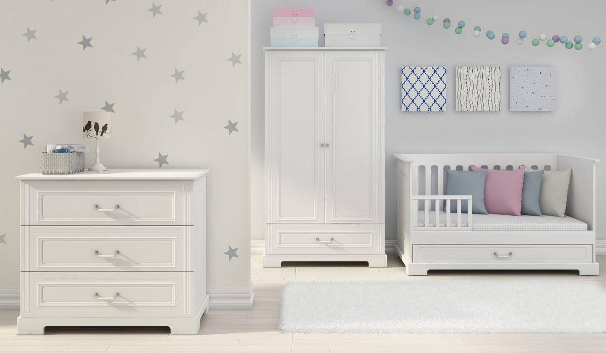 KINDERKOMMODE Ines – rustikale Eleganz und Funktionalität Weiß - Weiß, Holzwerkstoff (102/90/51cm) - RAUMHIRSCH FURNITURE