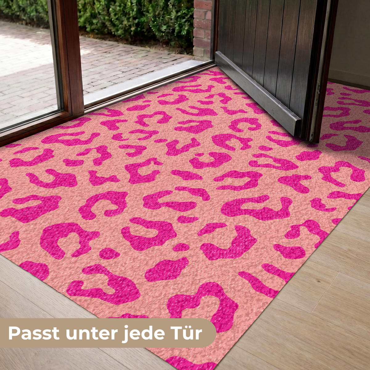 FUSSMATTE Pantherdruck - Rosa - Tierdruck - Minimalistisch Sauberlaufmatte 150x90 cm - Pink, Kunststoff (150/90cm) - MuchoWow