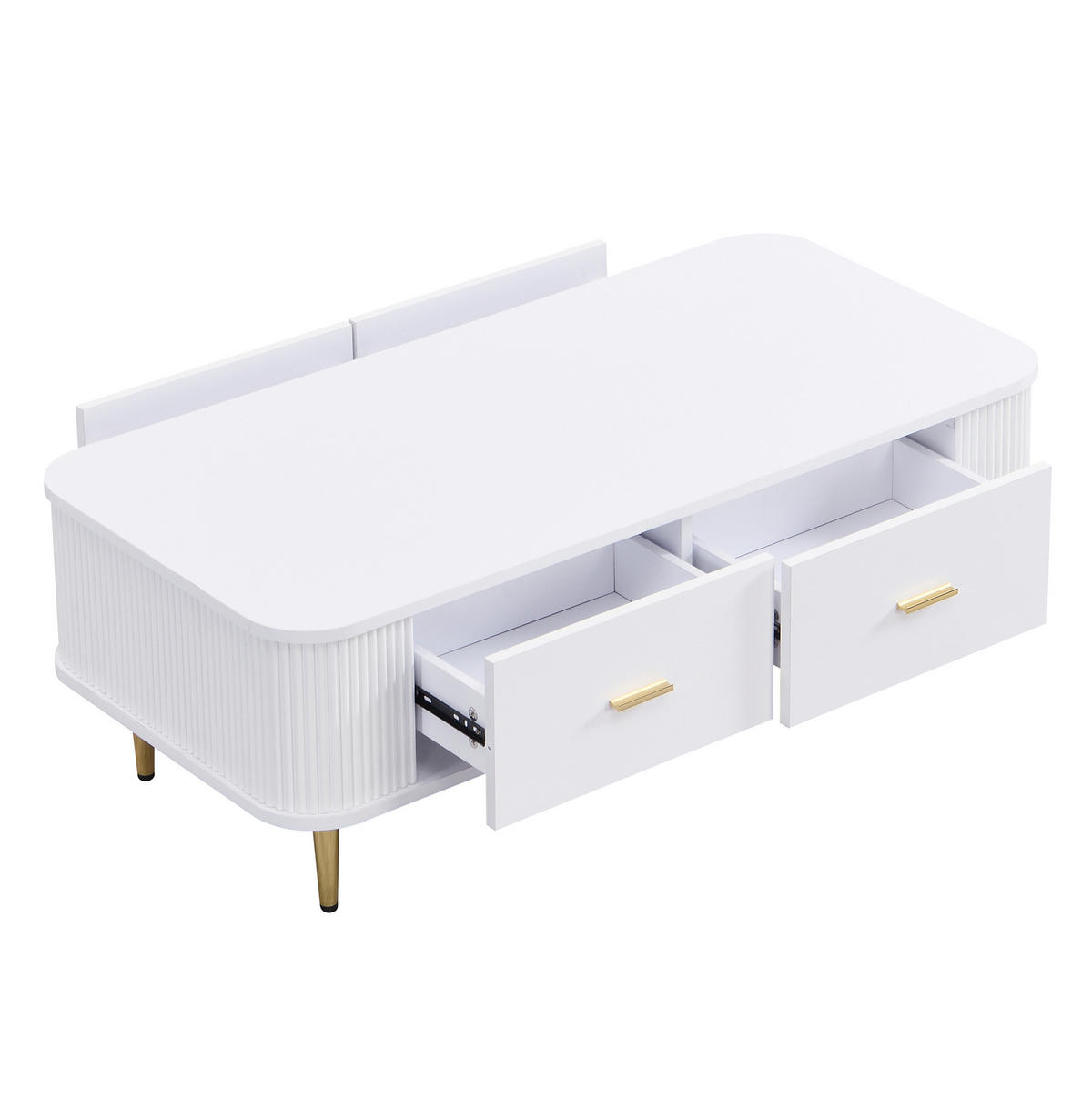 COUCHTISCH aus MDF 105x51x38 cm in Weiß mit 4 Schubladen - Weiß, Holzwerkstoff (105/51/38cm) - Modfu