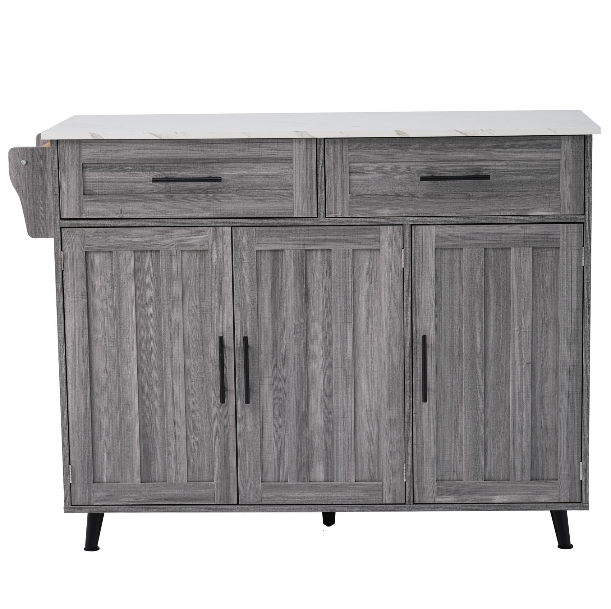 KÜCHENINSEL 129/71/91,5 cm Grau/Weiß aus MDF mit klappbarer Tischplatte - Grau, Holzwerkstoff (46/91.5/129cm) - OKMYHOME