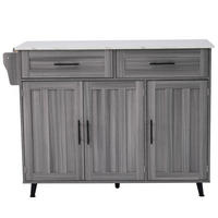KÜCHENINSEL 129/71/91,5 cm Grau/Weiß aus MDF mit klappbarer Tischplatte - Grau, Holzwerkstoff (46/91.5/129cm) - OKMYHOME