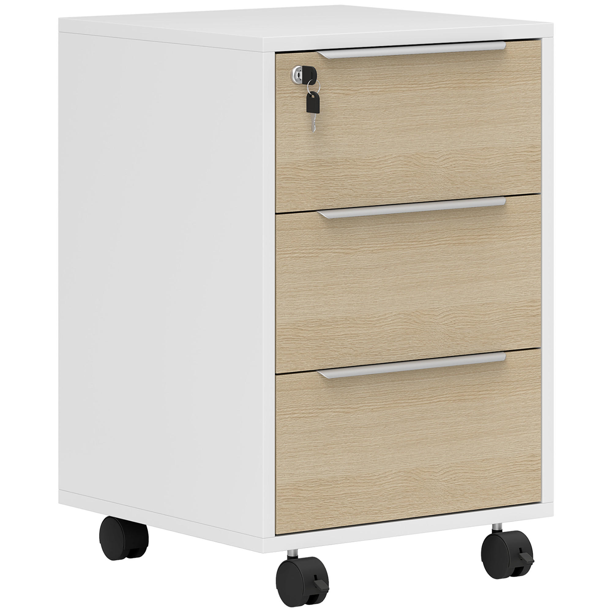ROLLCONTAINER DE-14471 3 Schubladen abschließbar Eiche - Eichefarben, Holzwerkstoff (40/63.5/40cm) - ComfortXL