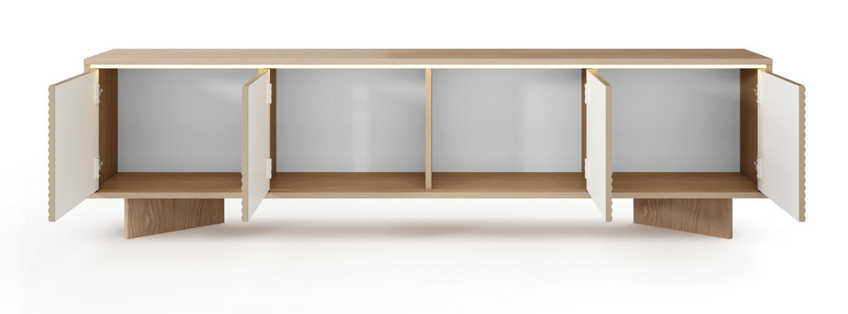TV-SCHRANK 204 cm Spirit, LED, 4 Türen, Cappuccino - Eichefarben/Cappuccino, Holz (204/54/40cm) - Emporius