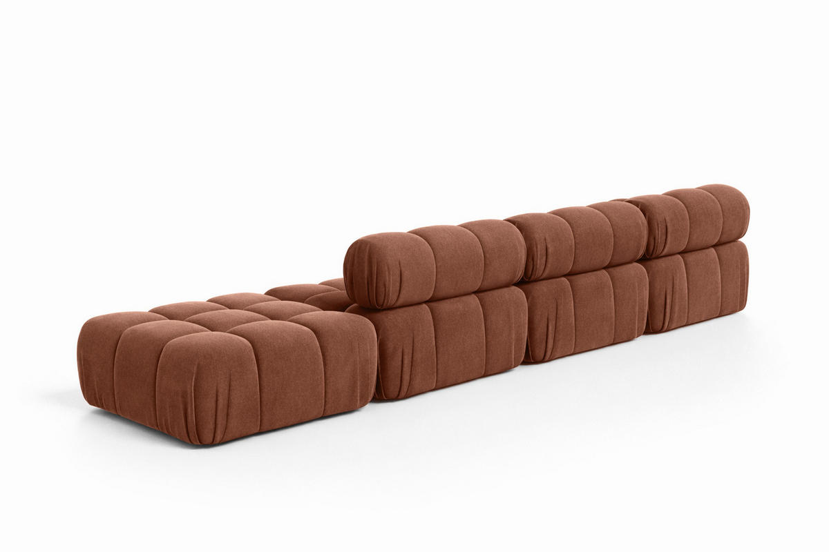 ECKSOFA L-Form XL, Stoff Velours Salvador, Dunkelbraun, Rechts, Selia L XL - Dunkelbraun, Holz (380/160cm) - Kaiser Möbel