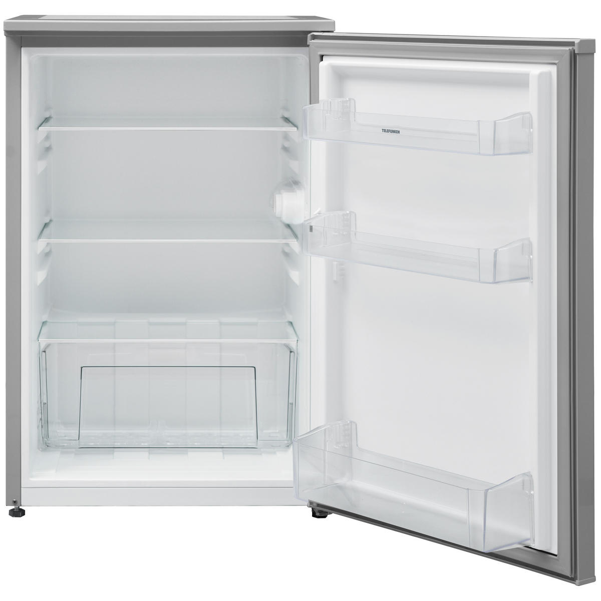 KÜHLSCHRANK ohne Gefrierfach, klein und freistehend, 135 Liter, mit Gemüsefach - Silberfarben, Glas/Kunststoff (54/83.8/59.5cm) - Telefunken