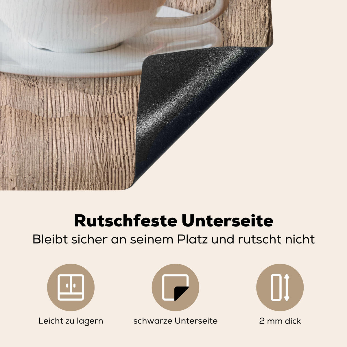 HERDABDECKPLATTE Bistro Parisien - Café - Kaffee - Jahrgang Ceranfeldabdeckung 90x52 cm - Cappuccino, Kunststoff (90/52/0.2cm) - MuchoWow