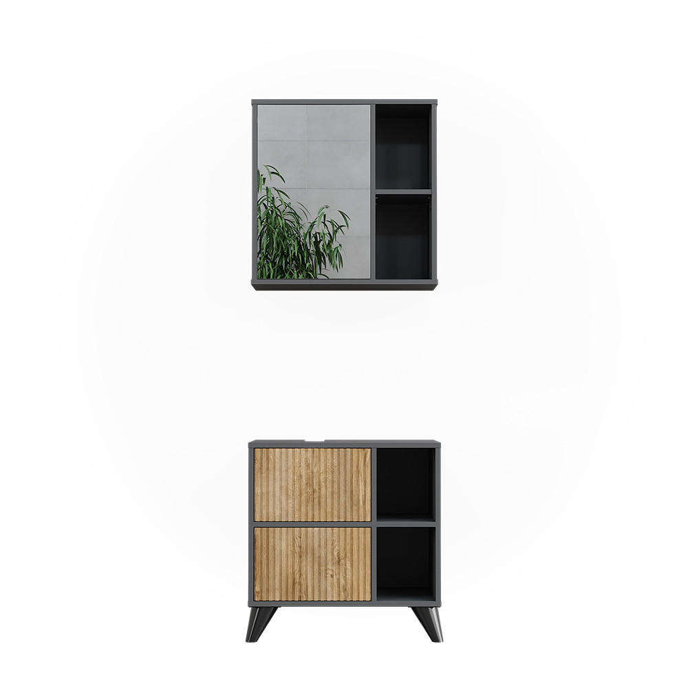 SET MOBILIER BAIE Leano, antracit/Stejar auriu, 2 piese