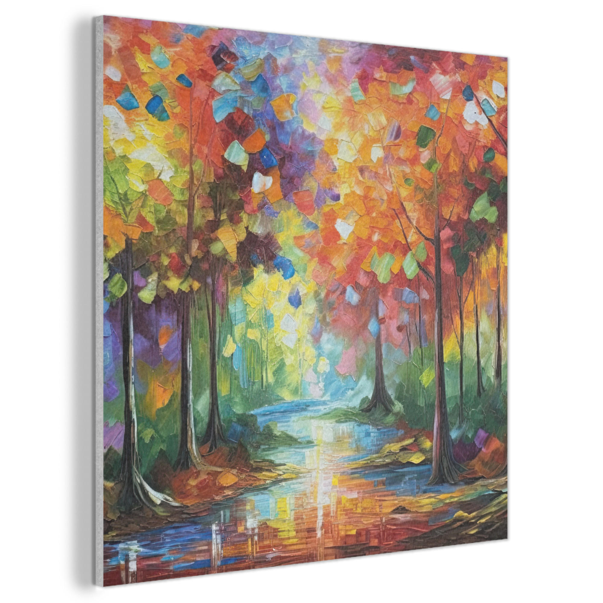 AKUSTIKBILD Landschaft - Wald - Farben - Natur Akustikpaneele 90x90 cm - Multicolor, Textil (90/90/0.9cm) - MuchoWow