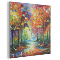 AKUSTIKBILD Landschaft - Wald - Farben - Natur Akustikpaneele 90x90 cm - Multicolor, Textil (90/90/0.9cm) - MuchoWow