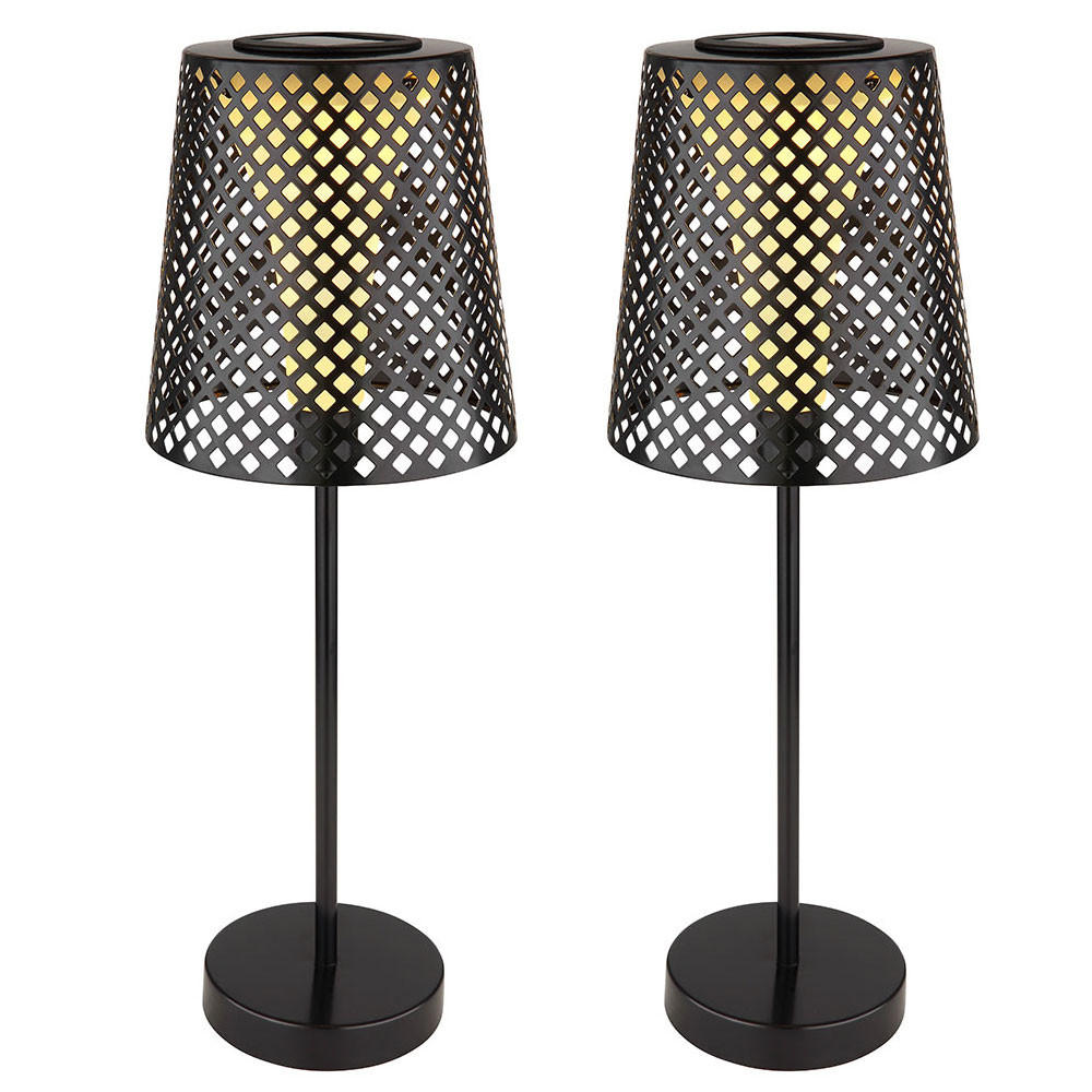 LED AUSSENLEUCHTE Metall Schwarz Loch Design 2er Set - Schwarz, Metall (18/18/50cm) - Globo Lighting